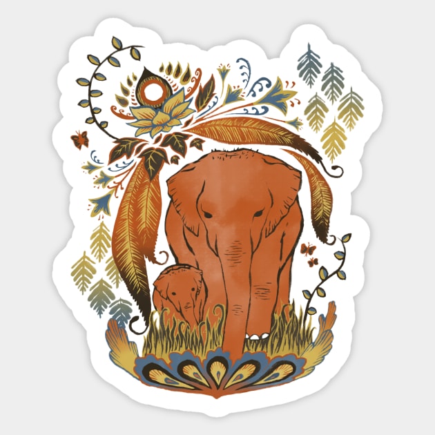 Elephants Sanctuary Sticker by akaneyabushita